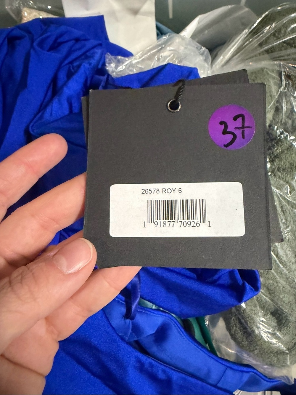 NWT Mac Duggal 26578 Jersey Plunge Neck Evening Gown in Royal Blue - Size 6 - Picture 5 of 8
